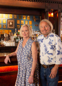 Joe and Linda Edwards portrait in front of old Blueberry Hill bar